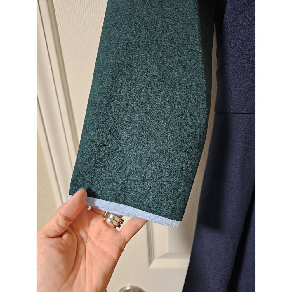 1901 NWT Sz4 Navy Blue Green block pleated fit n flare dress. Formal. Proper - Picture 12 of 16